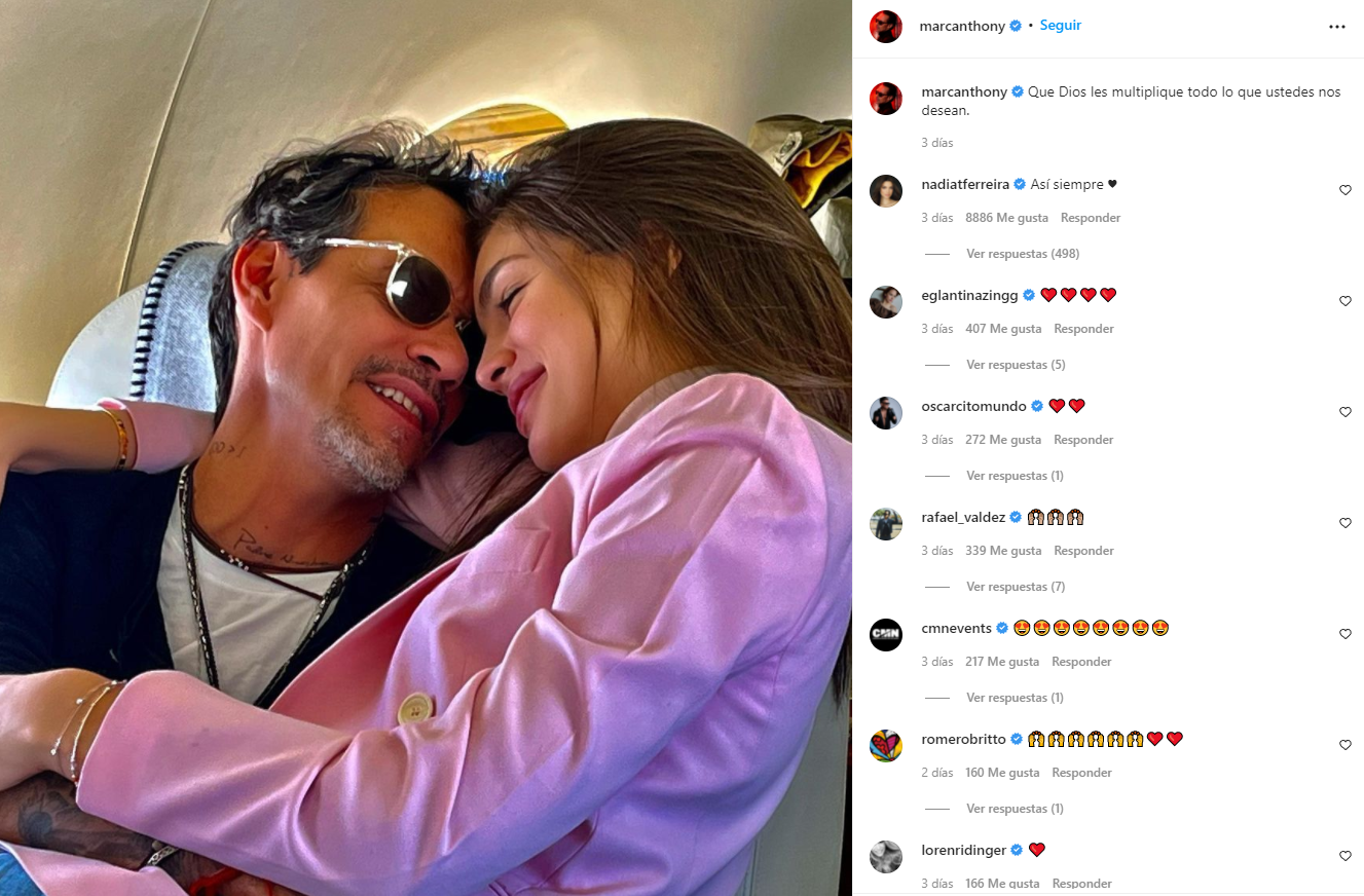 Marc Anthony publica tierna foto al lado de Nadia Ferreira. (Foto: Instagram)