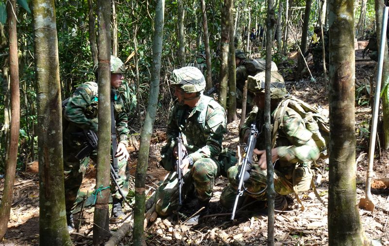 Foto de archivo: soldados del Ejército de Colombia durante una operación para erradicar las plantas de coca en una plantación en Taraza, provincia de Antioquia, Colombia, el 10 de septiembre de 2019 (Reuters/ Luis Jaime Acosta)