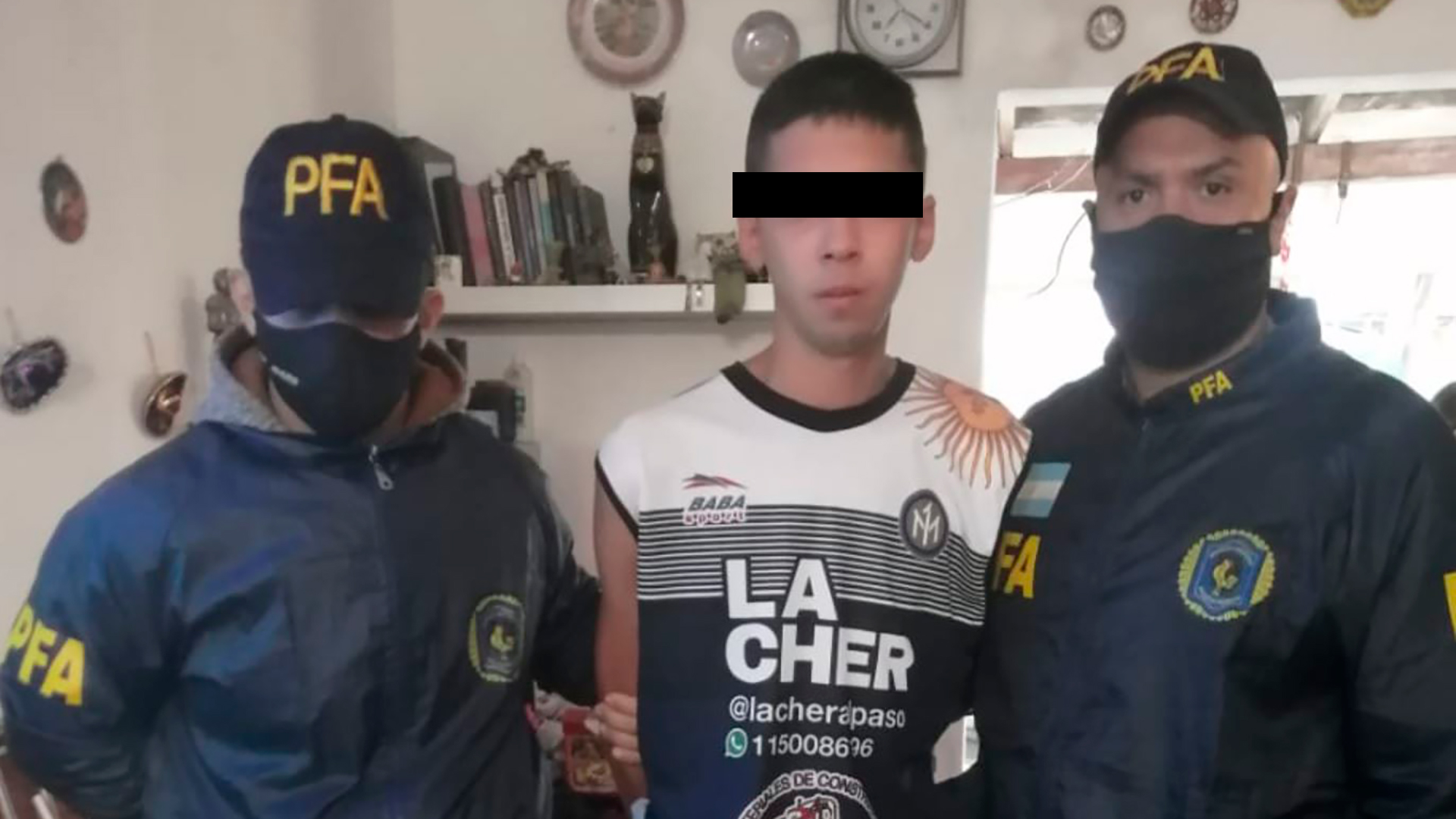 "Culapio", hoy de 23 años, tras ser arrestado por la PFA esta mañana