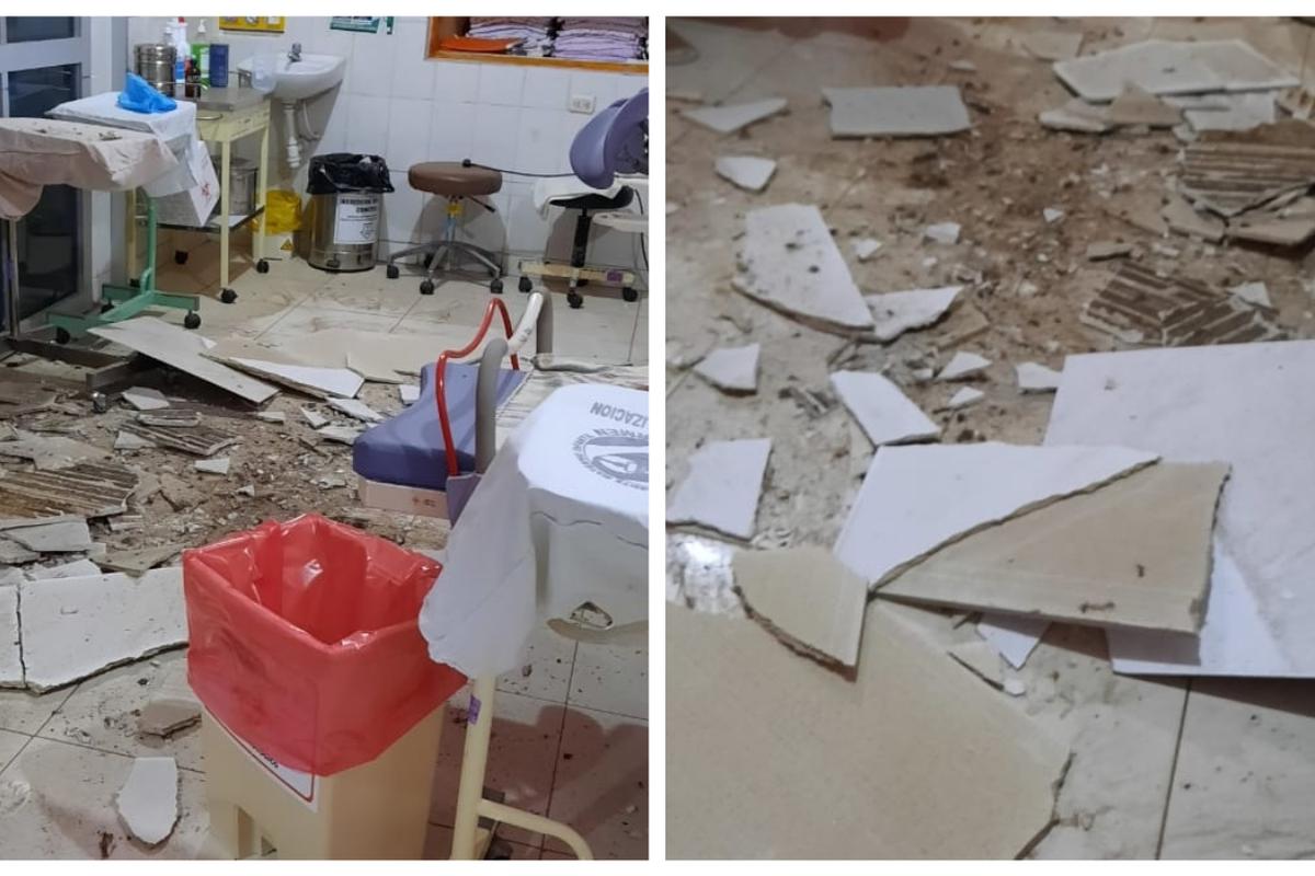 Usuarios registraron fotografías donde muestran restos de cielo raso del área de Neonatología del Hospital El Carmen. |Fuente: Difusión.