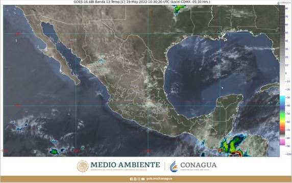 Clima en México para el 19 de mayo de 2022. Foto: @conagua_clima