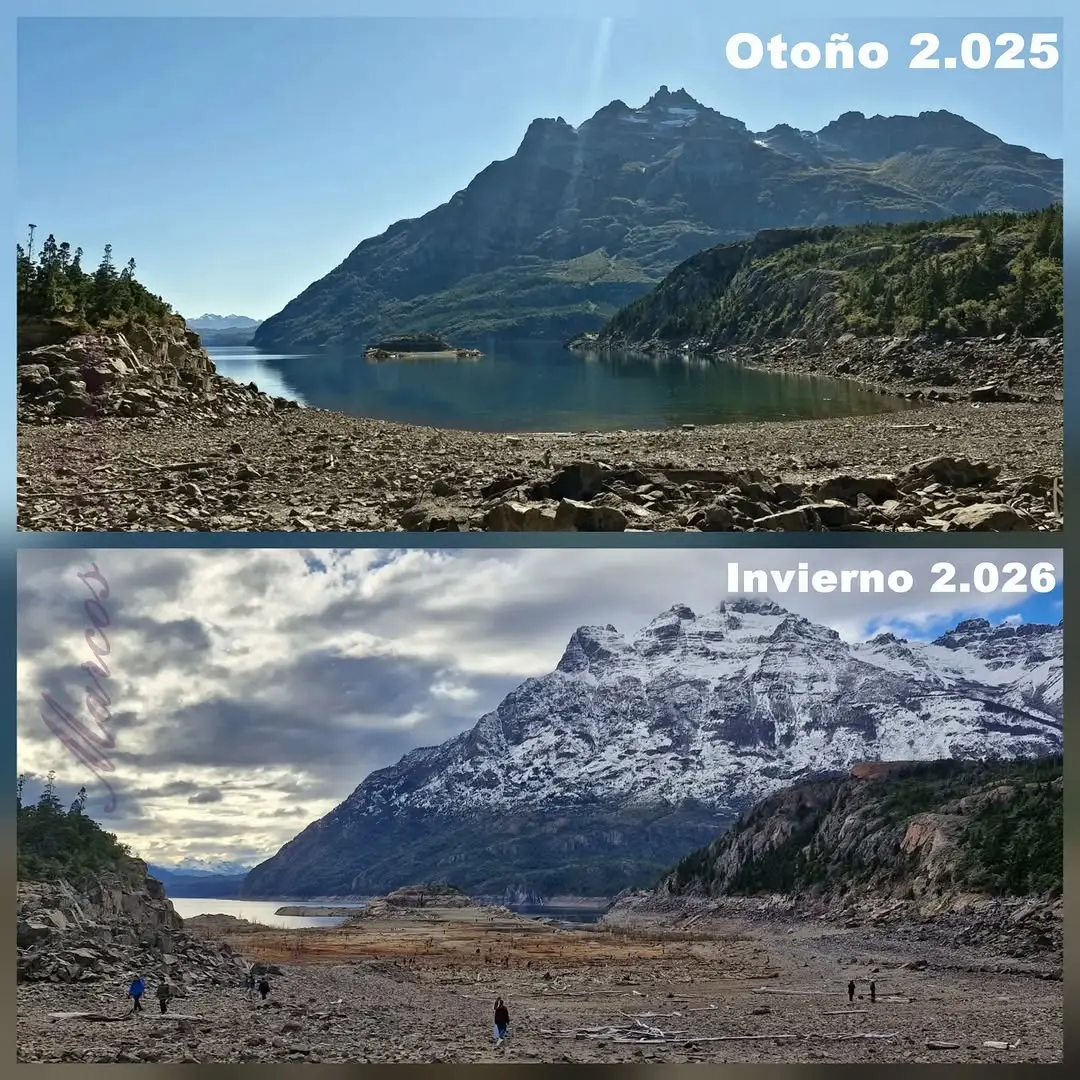 Chubut: una bajante hist&oacute;rica de un embalse expuso restos de una antigua construcci&oacute;n oculta bajo el agua