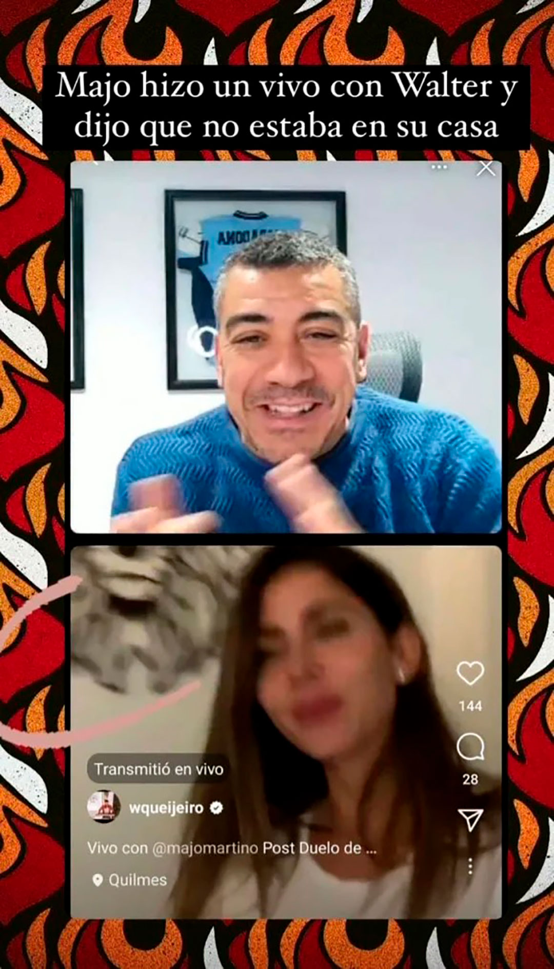El posteo de Pampito sobre el romance entre Majo y Locho (Instagram)