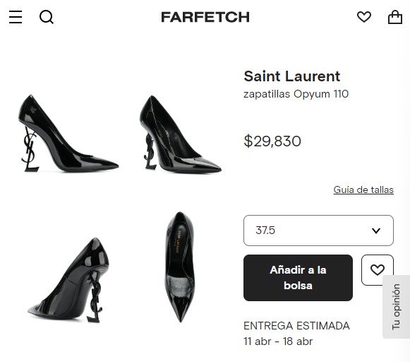 De acuerdo al sitio web Farfetch, los tacones tendrían un costo de casi 30 mil pesos (Farfetch)