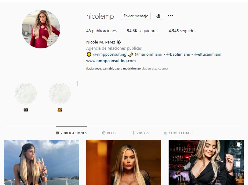 Nicole Pérez en Instagram