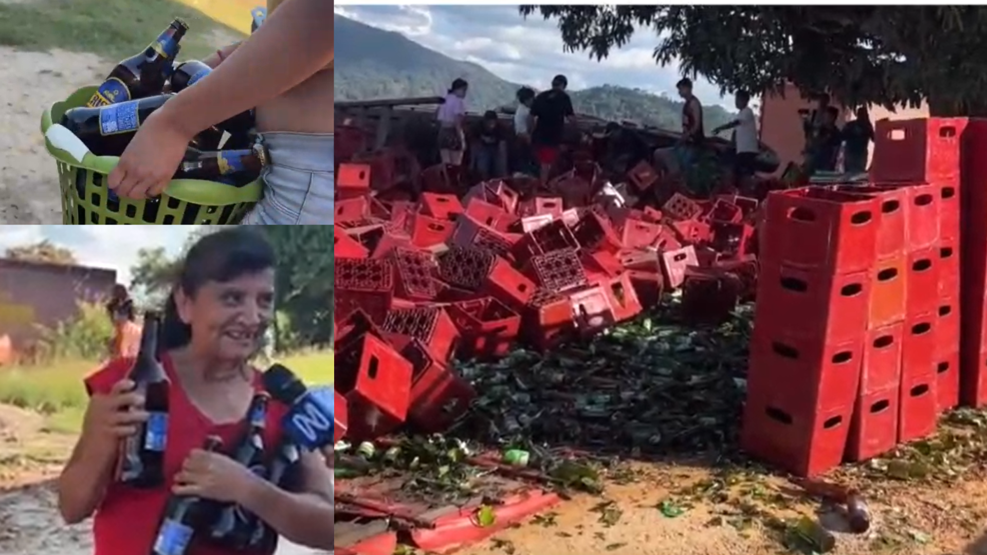 “Juguito para el Día del Padre”: se vuelca camión con cajas de cerveza en Moyobamba y vecinos “rescatan” botellas