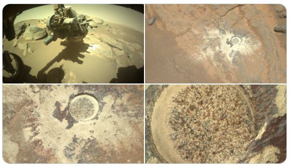 Secuencia de perforación de Perseverance en suelo marciano (NASA)