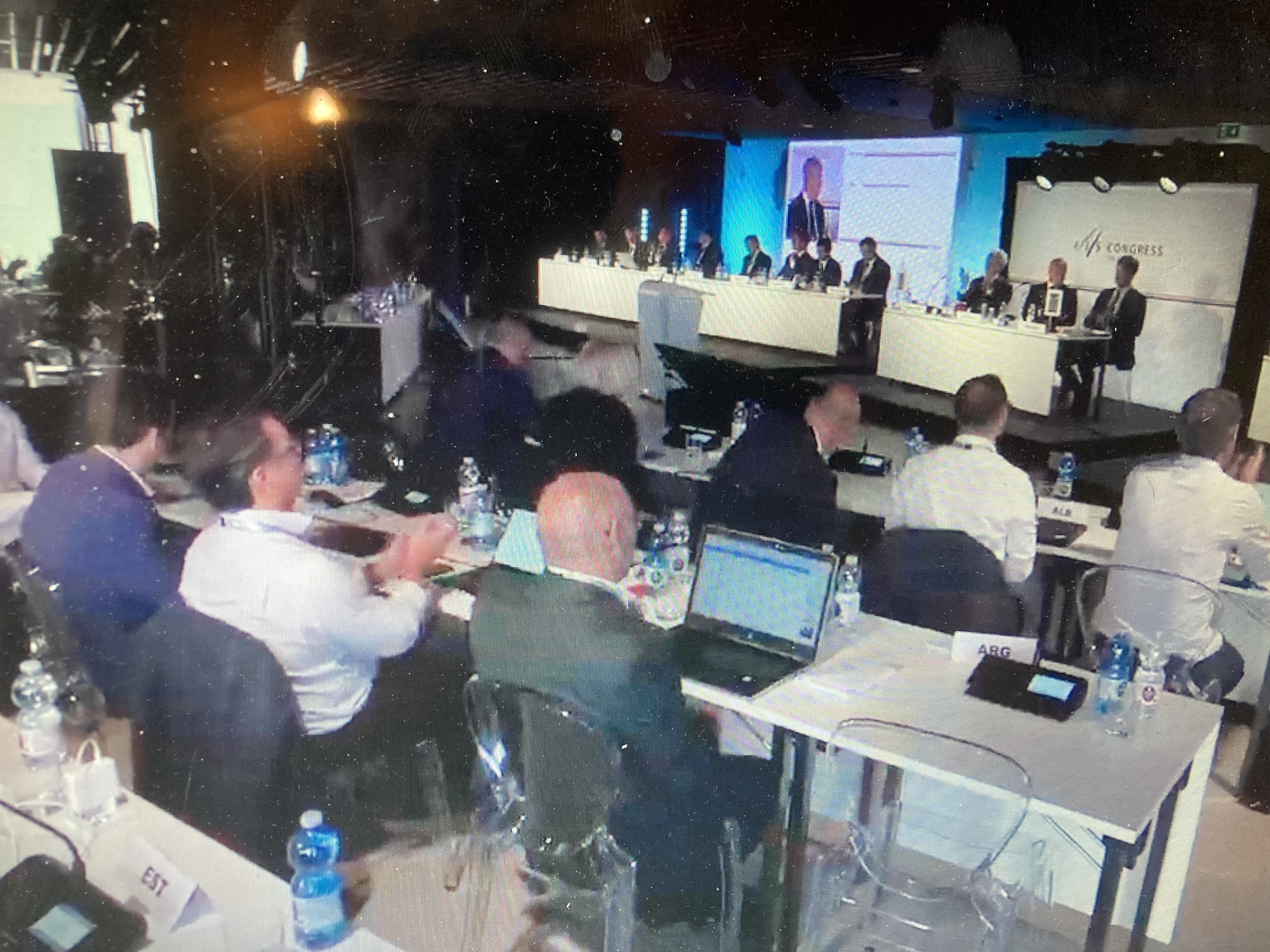 National Ski Association delegates at the FIS General Assembly in Milan.
