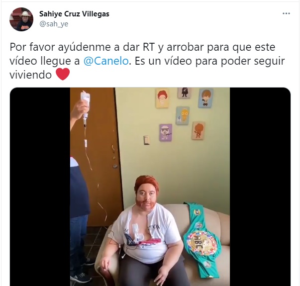 Por medio de Twitter, la joven pidió ayuda para que su video llegara al boxeador mexicano (Foto: captura de pantalla Twitter/@sah_ye)