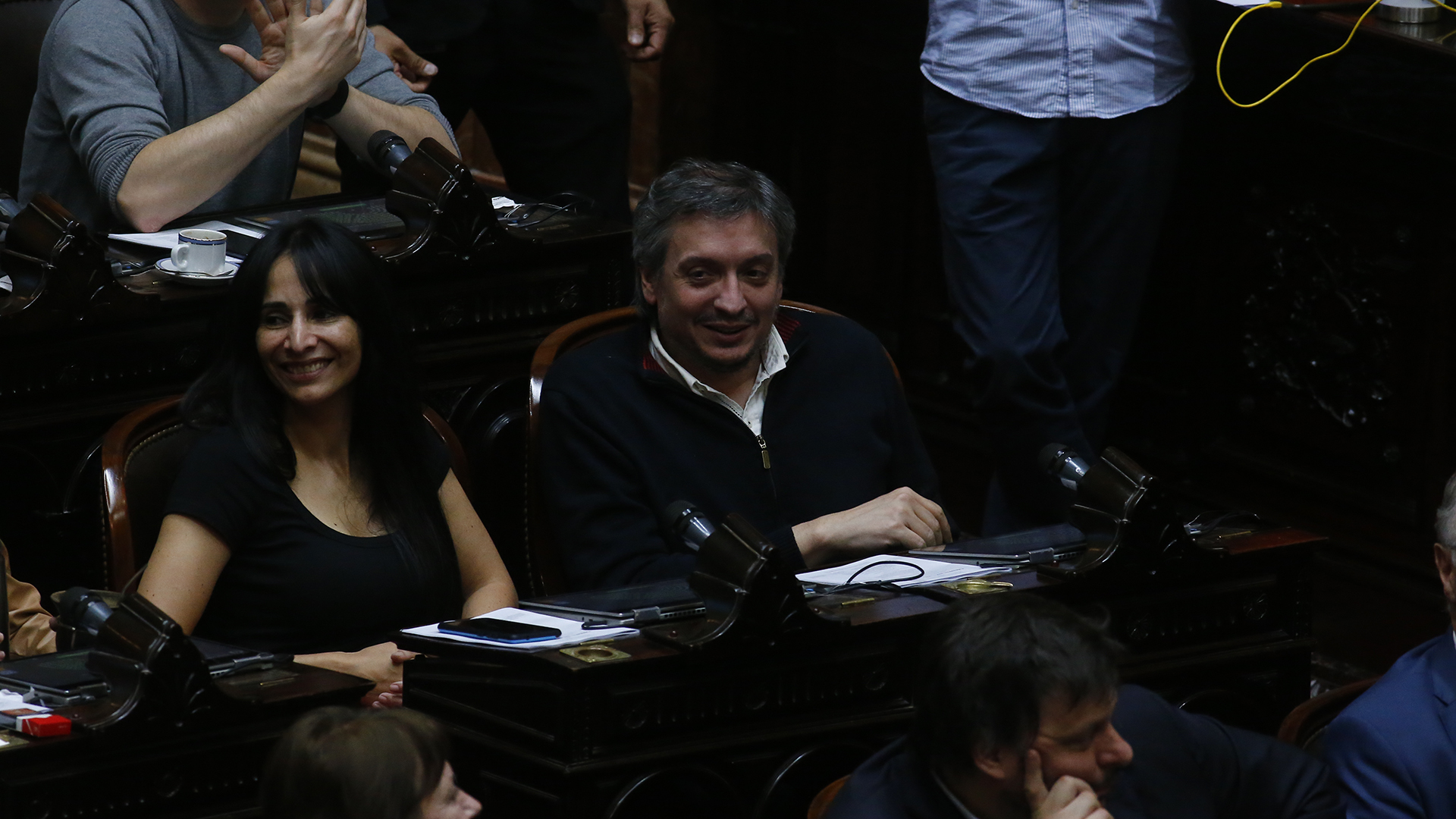 Máximo Kirchner no bajó para dar el quórum pero se sentó en su banca minutos antes de la votación en general. Foto: Luciano González