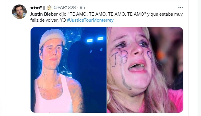 Justin Bieber está de regreso en México y usuarias reaccionaron con divertidos memes (Foto: Twitter / @PAR1S28)