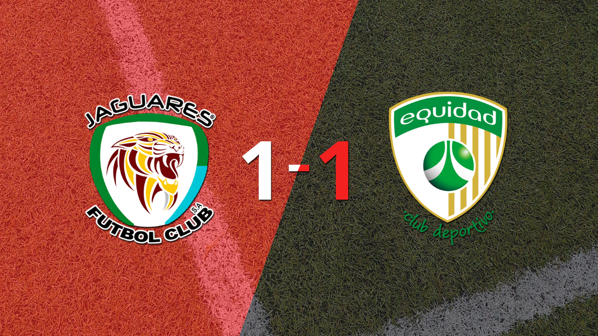 La Equidad logró sacar el empate a 1 gol en casa de Jaguares