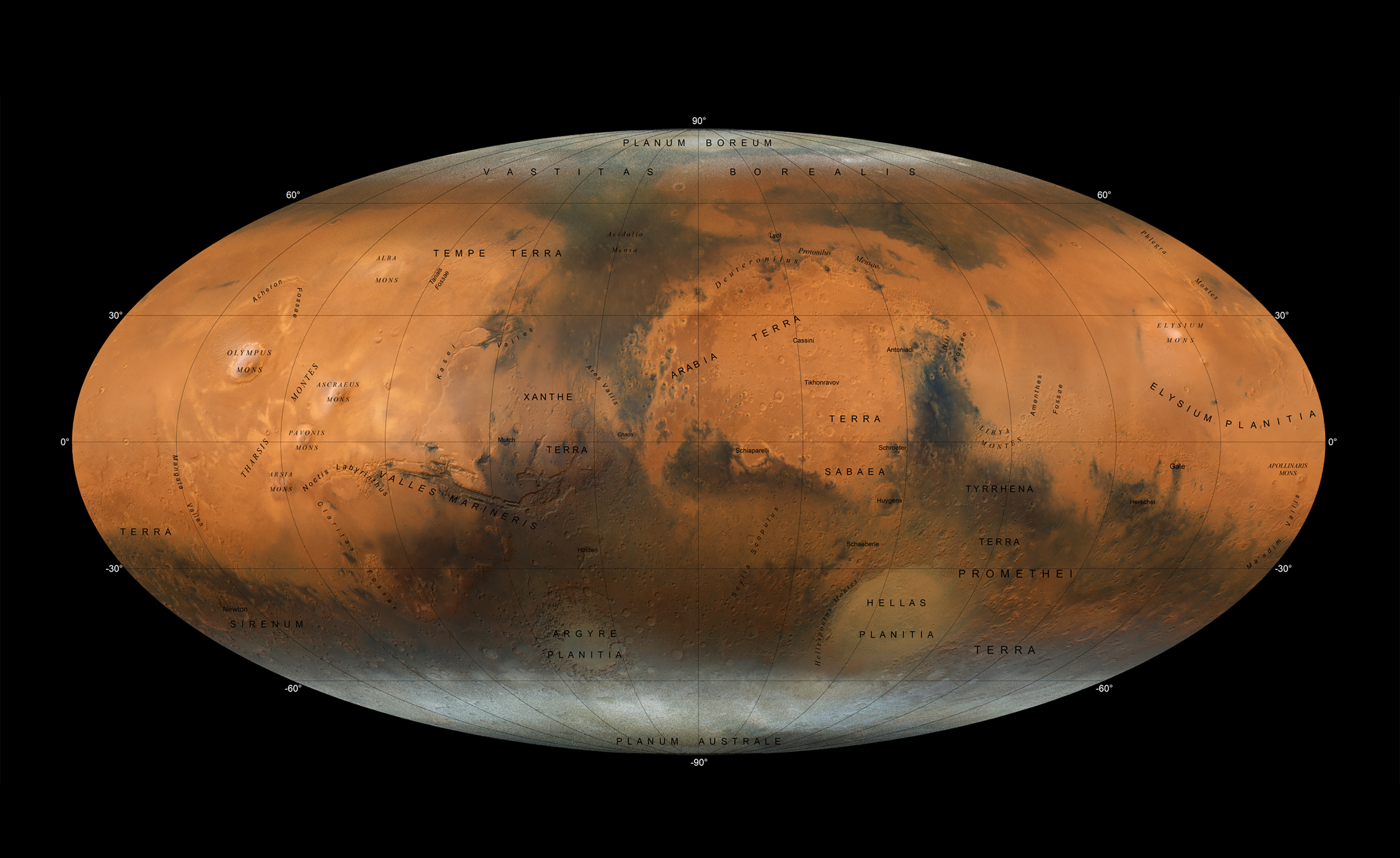 Un nuevo mapa de Marte permite “ver todo el planeta a la vez”