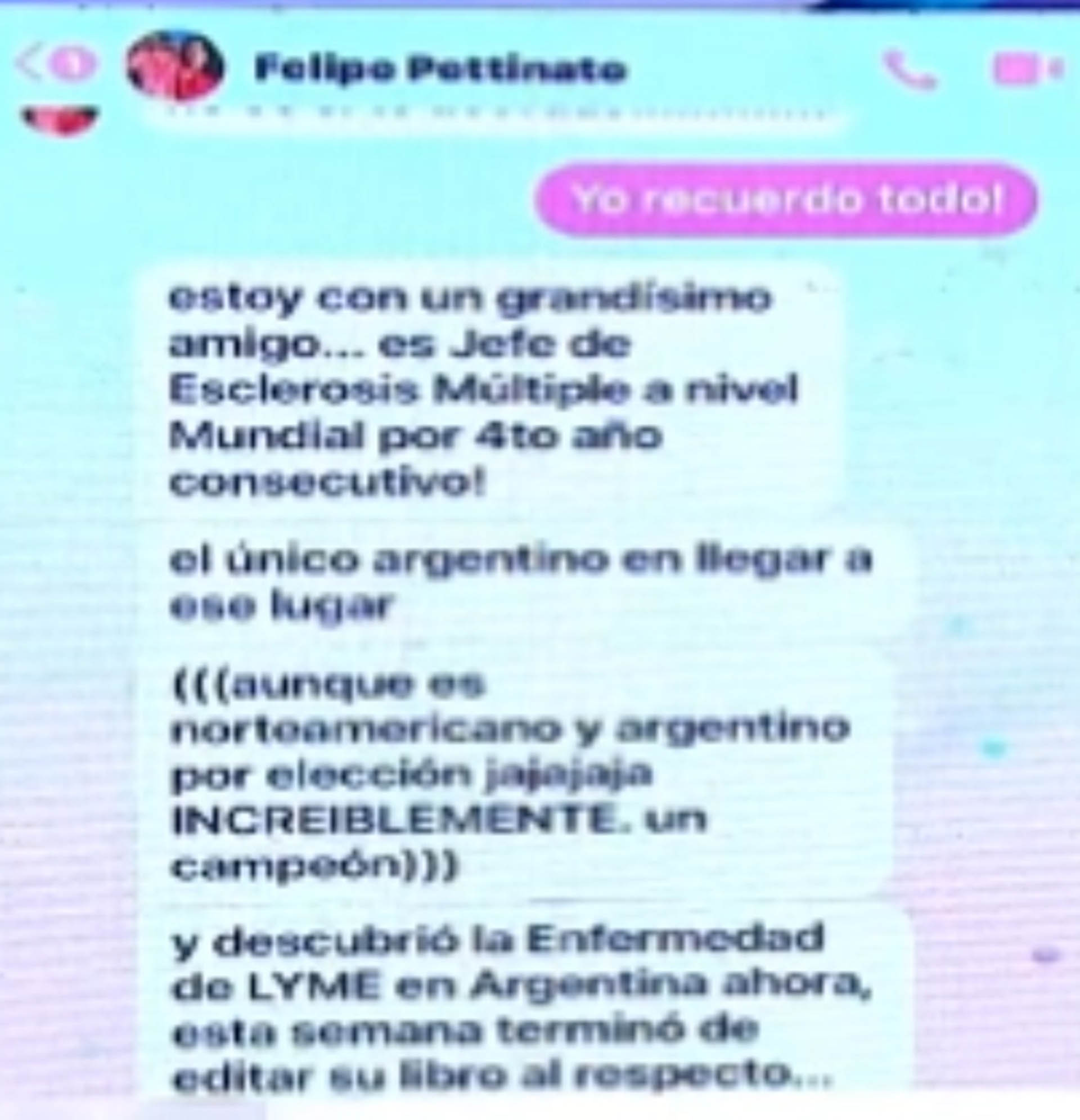 Los presuntos chats de Felipe Pettinato sobre su relación con el médico (Foto: Captura de video)