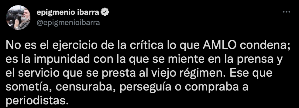 Epigmenio Ibarra aseguró que AMLO condena la impunidad (Foto: Twitter/@epigmenioibarra)