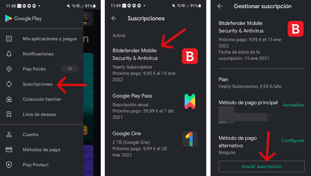 Cancelar una suscripción en Google Play Store. (foto: Support Google)