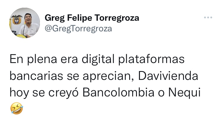 Tuit de Greg Felipe Torregroza.