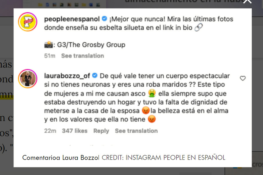 El comentario de Laura Bozzo reaccionando a fotos de Clara Chía