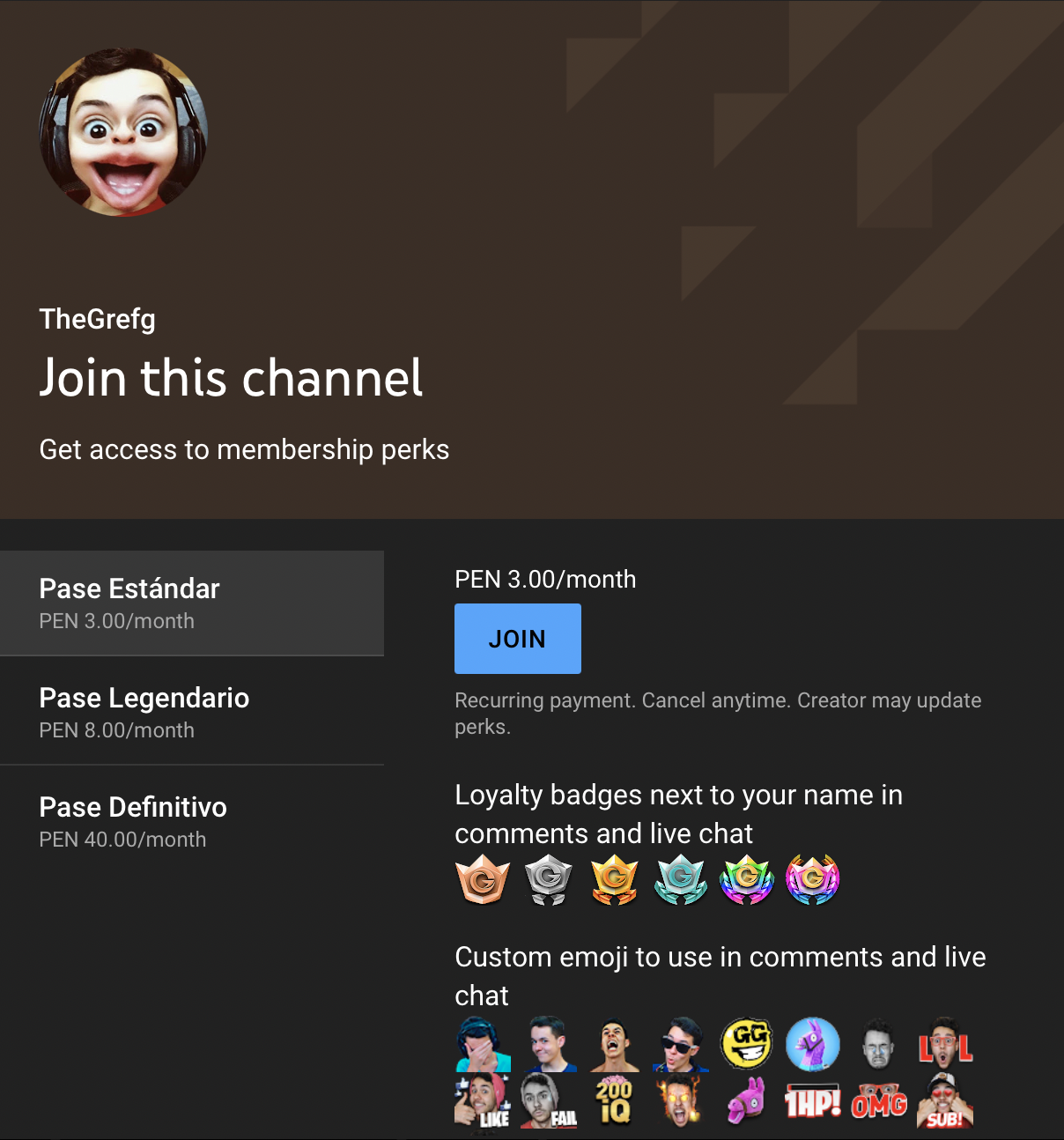 Ventajas de ser miembro de un canal de YouTube. (foto: YouTube/Jose Arana)