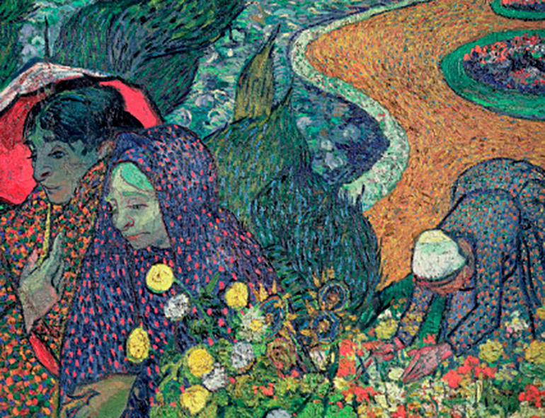 “Supongamos que las dos damas que han salido a caminar son tú y nuestra madre”, le escribió Vincent a Wil en una carta, sobre esta obra, "Recuerdo del jardín en Etten".
