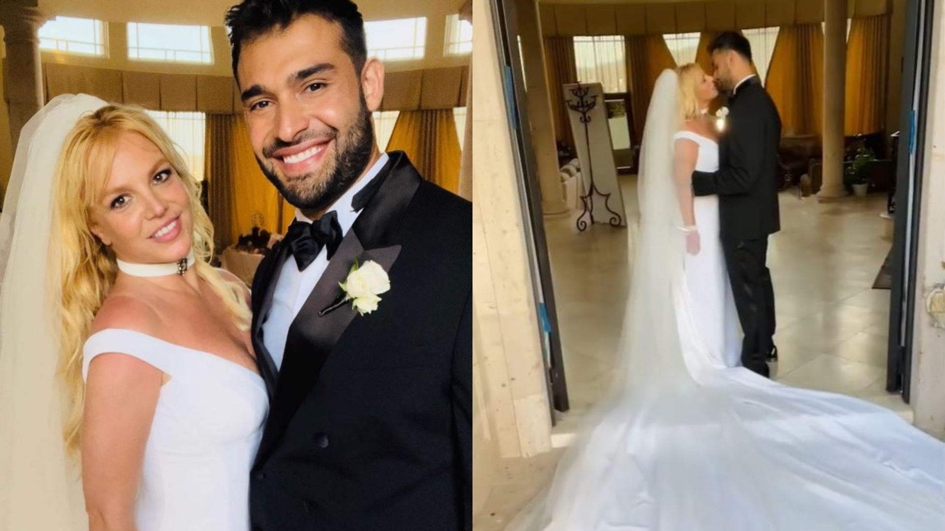 Despite the incident caused by Jason Alexander, Britney Spears and Sam Asghari celebrated their wedding on June 9.  (Photos: Instagram/@britneyspears)
