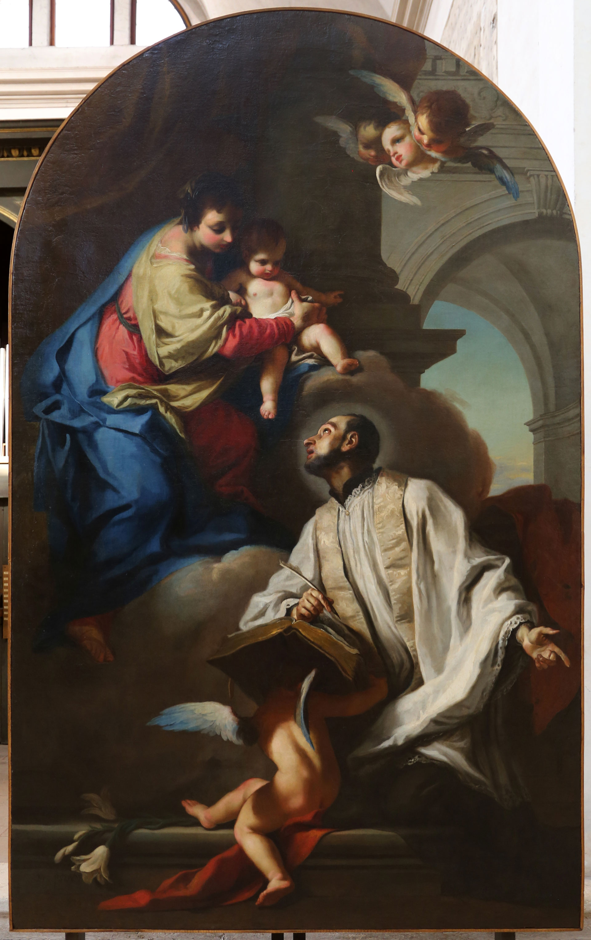 La visión de San Cayetano: la Virgen le da a Jesús en sus manos. Obra de Giambettino Cignaroli, 1751