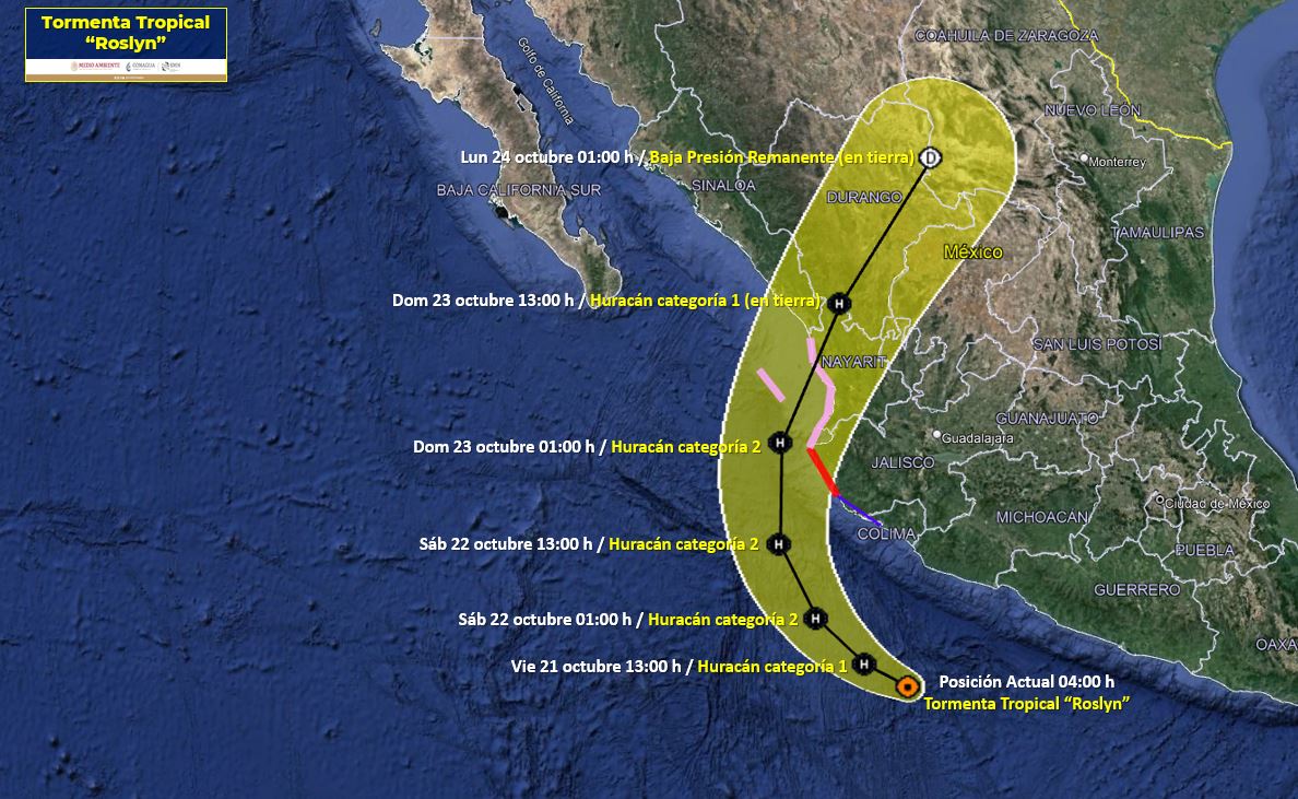 Clima en México y paso de “Roslyn” este 20 de octubre de 2022. Foto: Conagua Clima