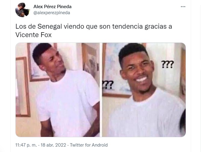 Usuarios en redes sociales se burlaron del ex mandatario panista por haber confundido la bandera de México con la de Senegal (Foto: Twitter / @alexperezpineda)