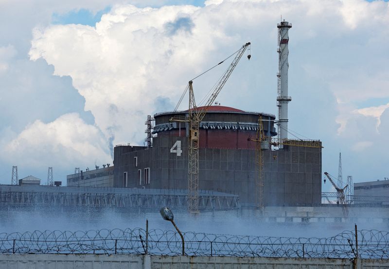FILE PHOTO.  The Zaporizhia nuclear power plant in the course of the Ukraine-Russia conflict outside the Russian-controlled city of Enerhodar in the Zaporizhia region of Ukraine.  August 4, 2022. REUTERS/Alexander Ermochenko