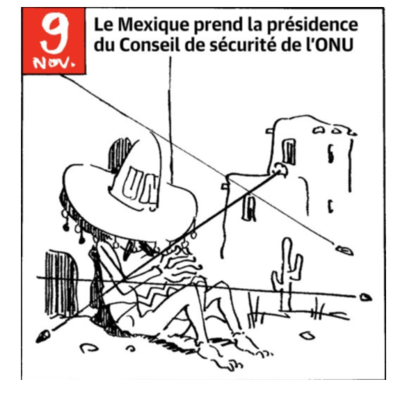 El semanario francés Charlie Hedbo se burló de la participación de México en el Consejo de Seguridad de la ONU