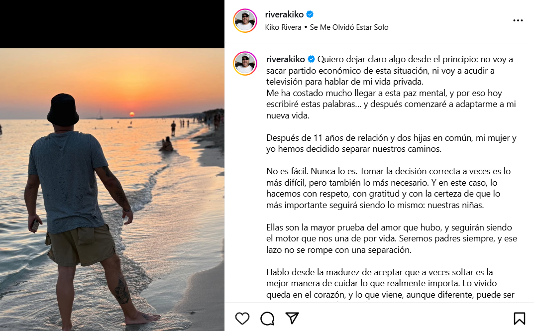 El comunicado de Kiko Rivera tras su ruptura con Irene Rosales: “Soltar es  la mejor manera de cuidar lo que importa” - Infobae