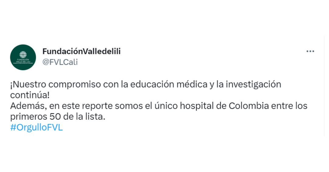 El Hospital Universitario Fundación Valle Del Lili Está Entre Los Mejores Del Mundo Infobae 5764