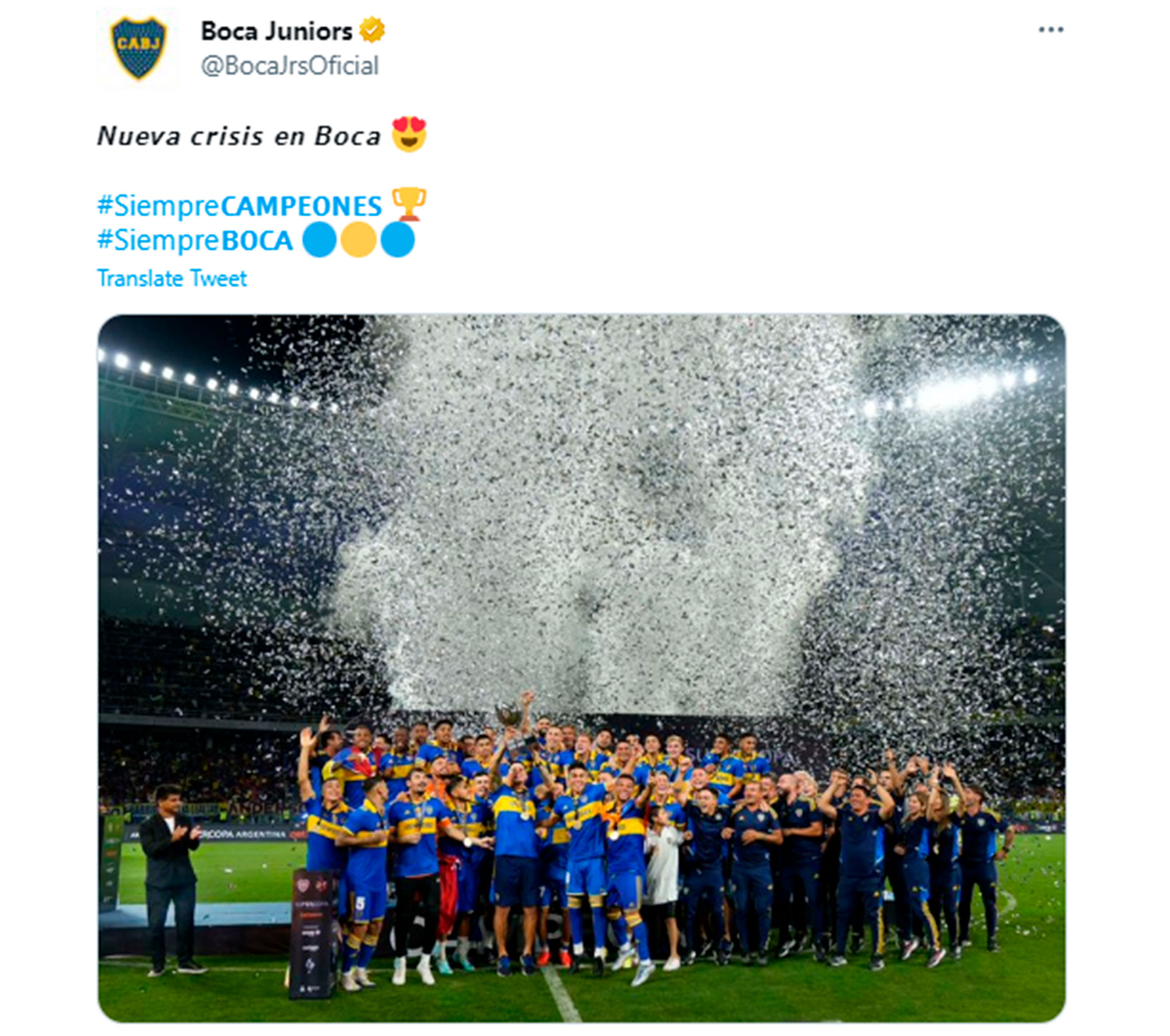 El desafiante tuit de Boca Juniors luego de coronarse campeón de la Supercopa Argentina