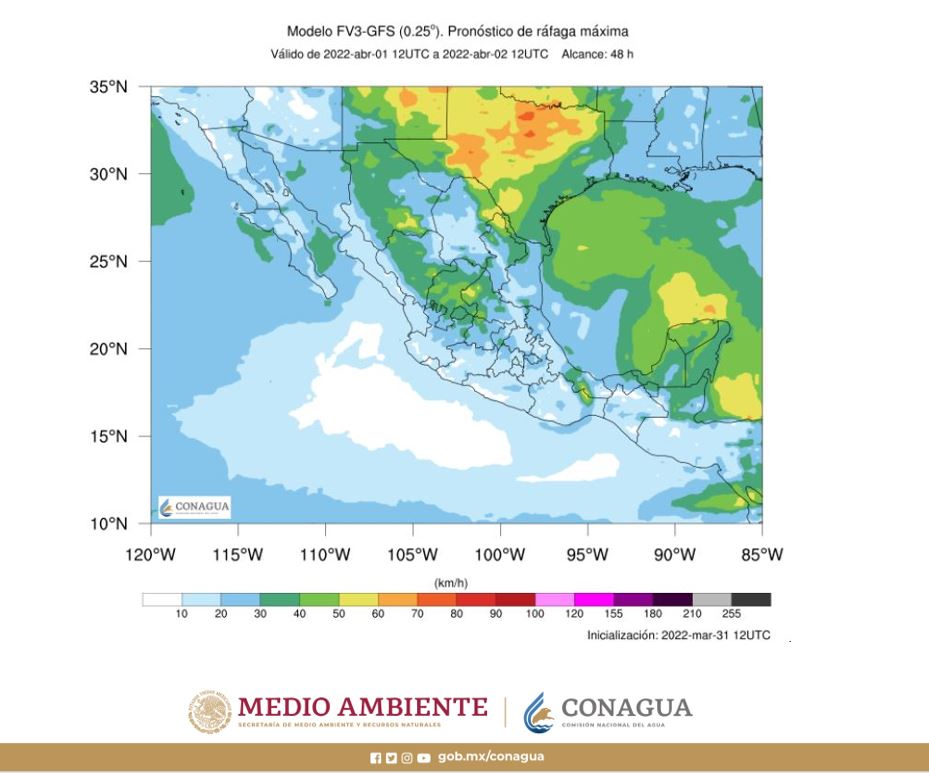 Clima en México para el 1 de abril de 2022. Foto: @conagua_clima