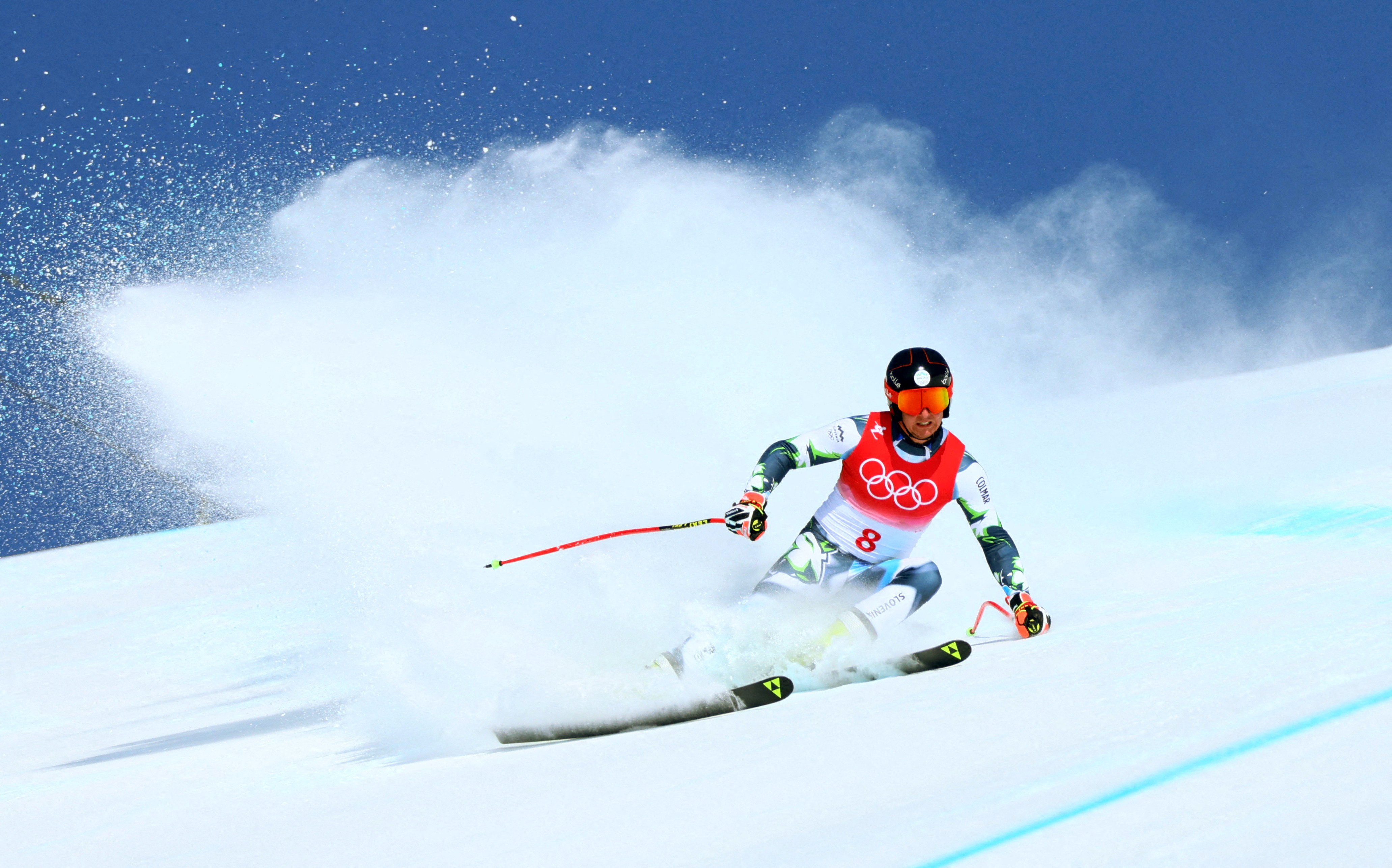 2022 Beijing Olympics - Alpine Skiing - Men's Alpine Combined Downhill - National Alpine Skiing Centre, Yanqing district, Beijing, China - February 10, 2022.  Nejc Naralocnik of Slovenia in action. REUTERS/Denis Balibouse     SEARCH "BEST OF THE OLYMPICS" FOR BEIJING 2022 WINTER OLYMPICS EDITOR'S CHOICE, SEARCH "REUTERS OLYMPICS TOPIX" FOR ALL EDITOR'S CHOICE PICTURES    TPX IMAGES OF THE DAY