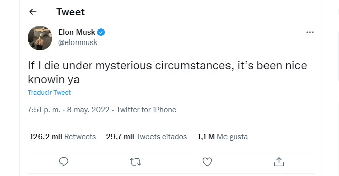 Ante el comunicado ruso, el empresario Elon Musk dijo que temía por su vida (Foto: Twitter@elonmusk)