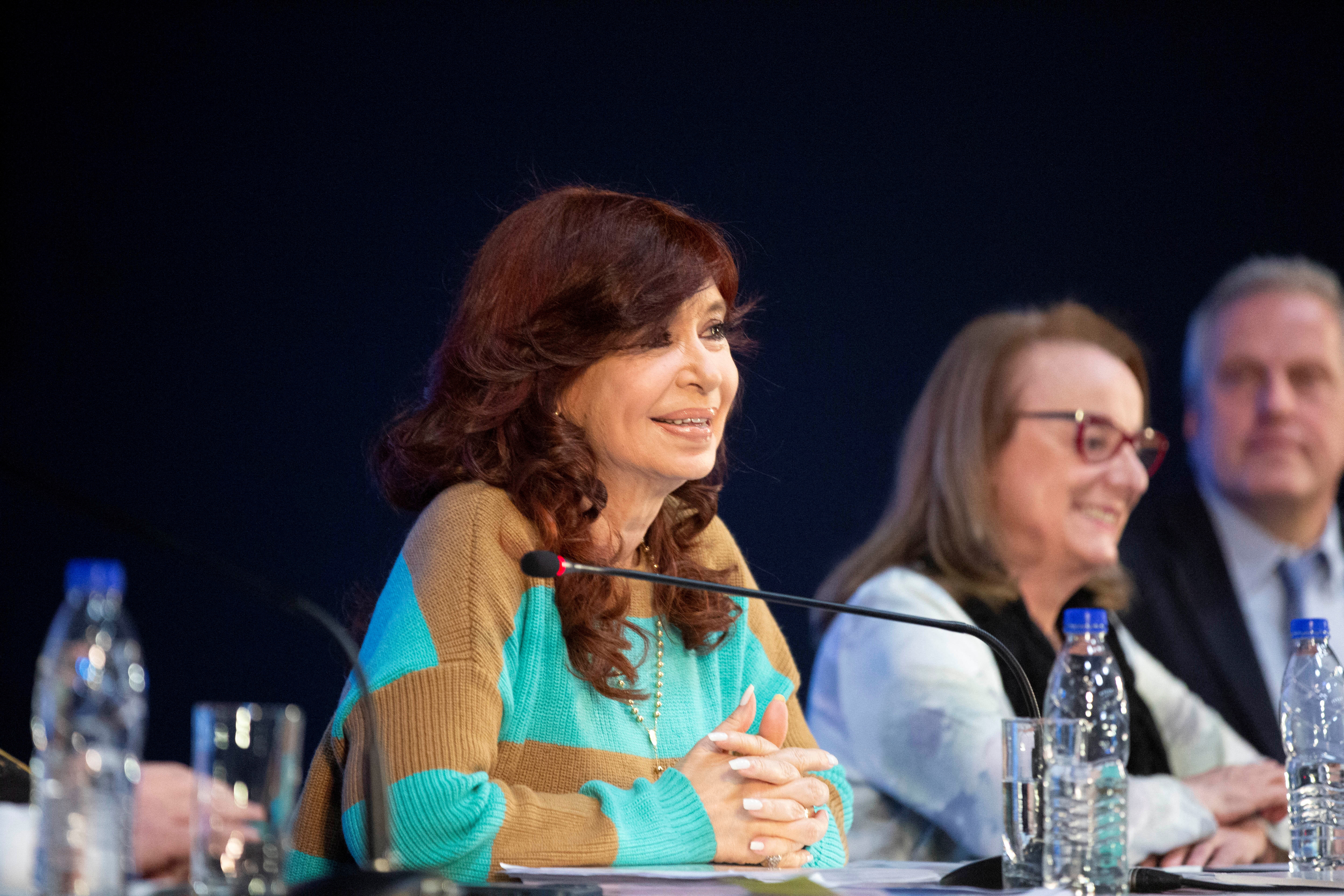 Cristina Kirchner apuntó contra Martín Guzmán durante el discurso que brindó en El Calafate . Charo Larisgoitia/Argentine Vice-Presidency/Handout 