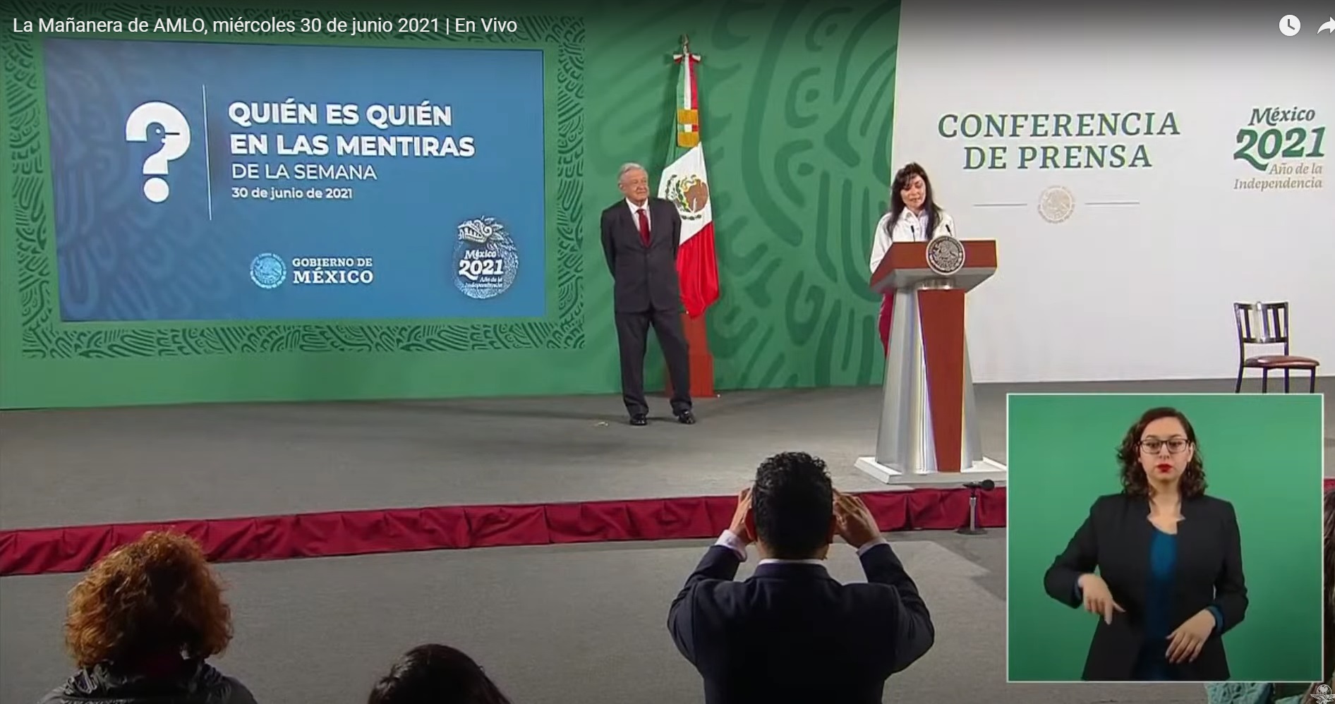 Quien es quien en las mentiras, sección que inició en la Mañanera el 30 de junio 2021 imagen: Captura de pantalla