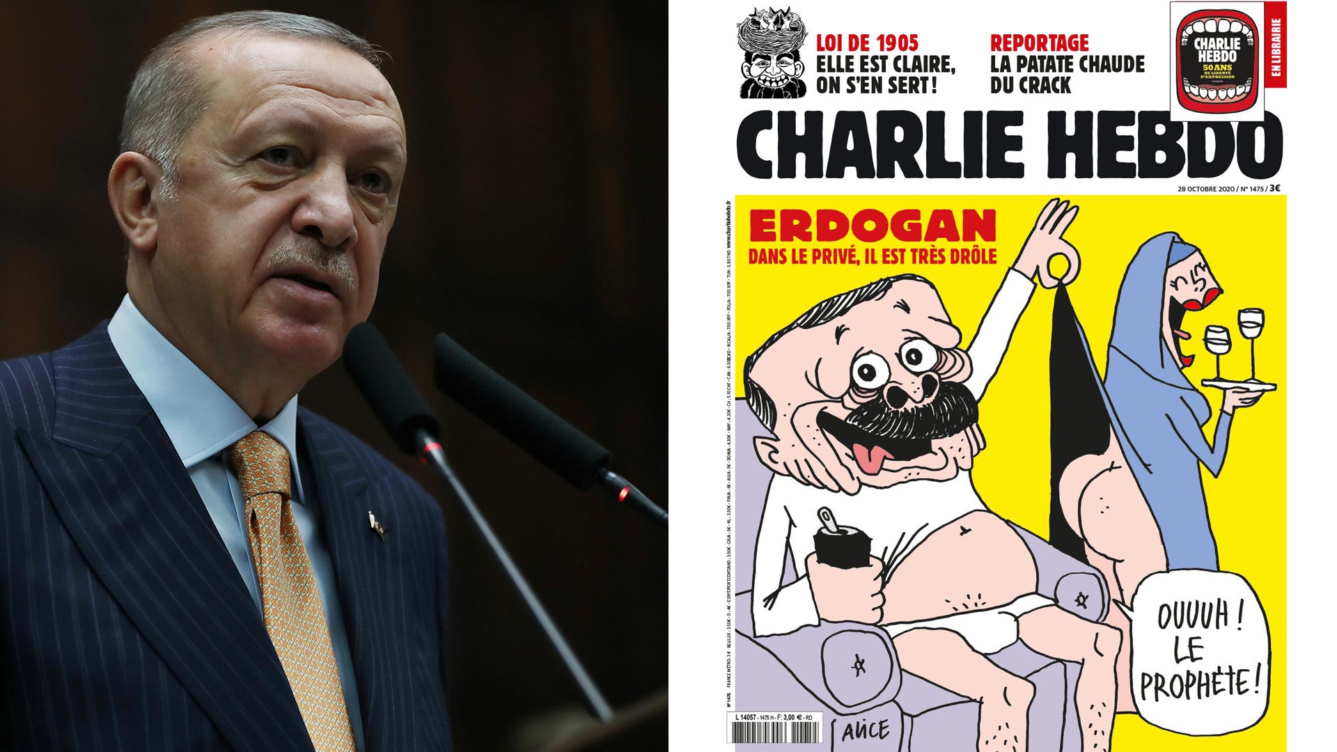 La revista Charlie Hebdo desató la ira de Turquía con una caricatura de Recep Tayyip Erdogan y otra mención a Mahoma