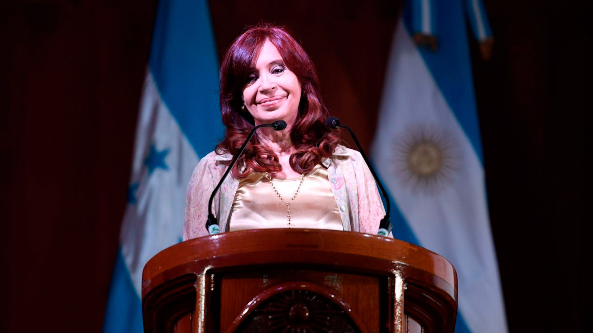 Cristina Kirchner durante el discurso que brindó en Honduras en el anochecer del miércoles