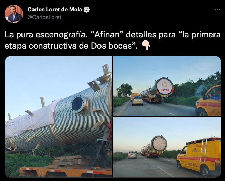 Loret de Mola compartió algunas imágenes del presunto montaje de la obra (Foto: Twitter/@CarlosLoret)