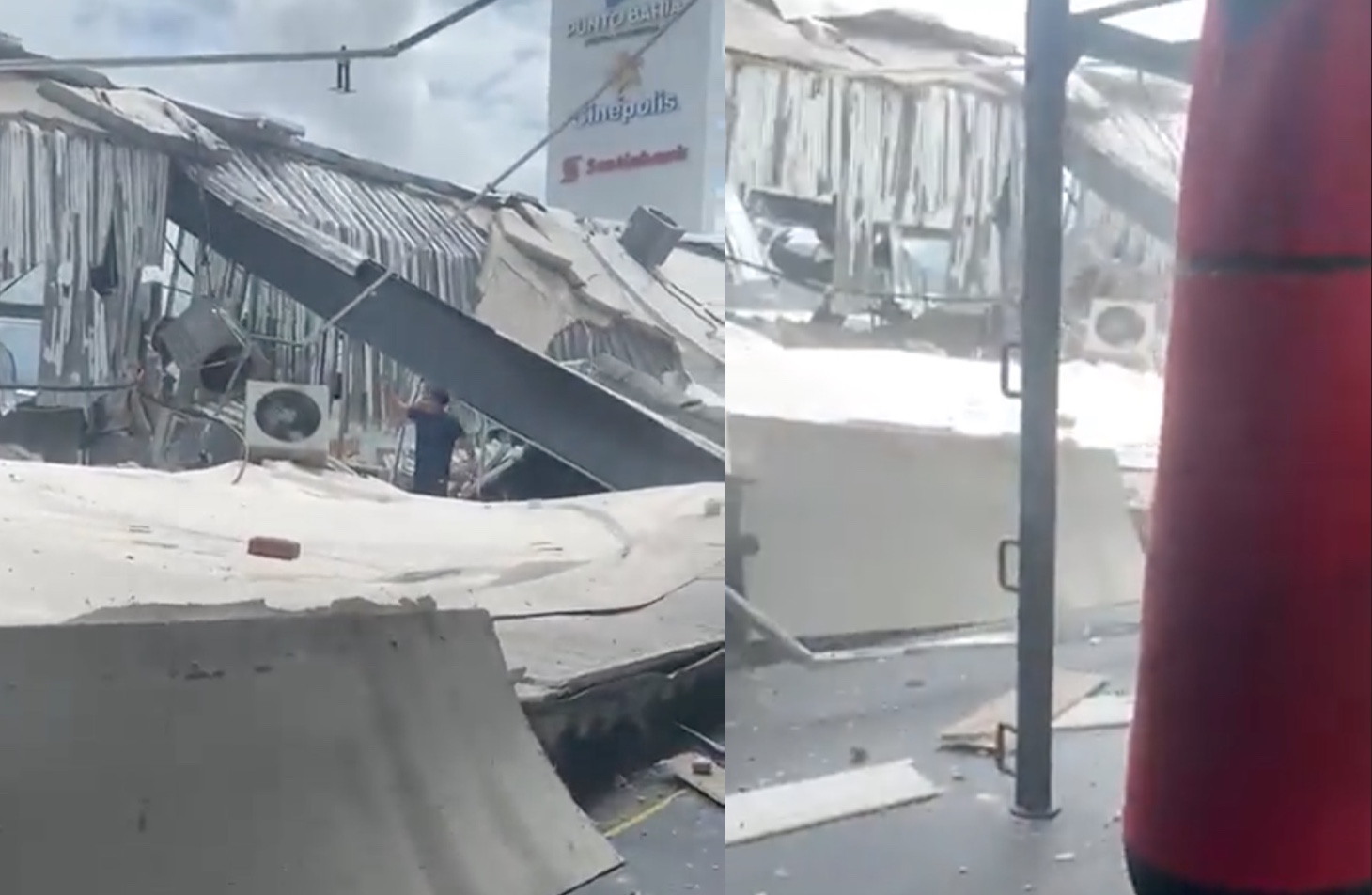 “Gente atrapada”: el techo de un gimnasio se desplomó en Colima tras el sismo y así quedó (Foto: Twitter/@Maurysev)