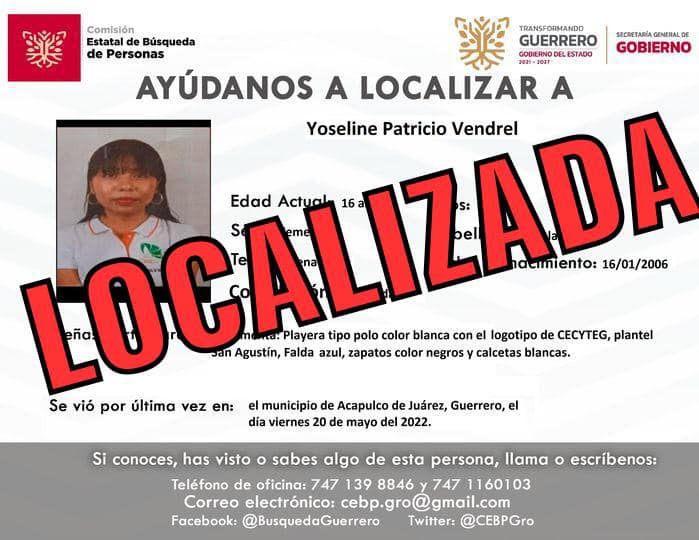 Localizaron a Yoseline, la joven que fue secuestrada en Guerrero