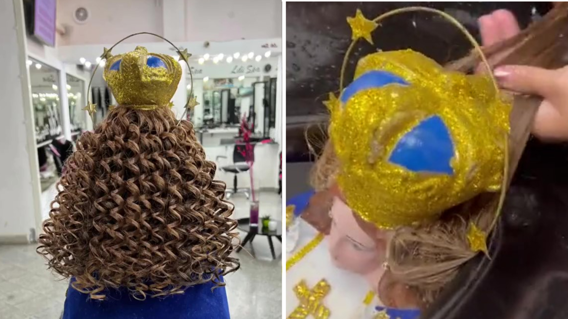 Le realizó un tratamiento capilar a una Virgen de cerámica y se volvió viral.