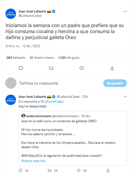 Tuit de Juan José Lafaurie | Captura de pantalla