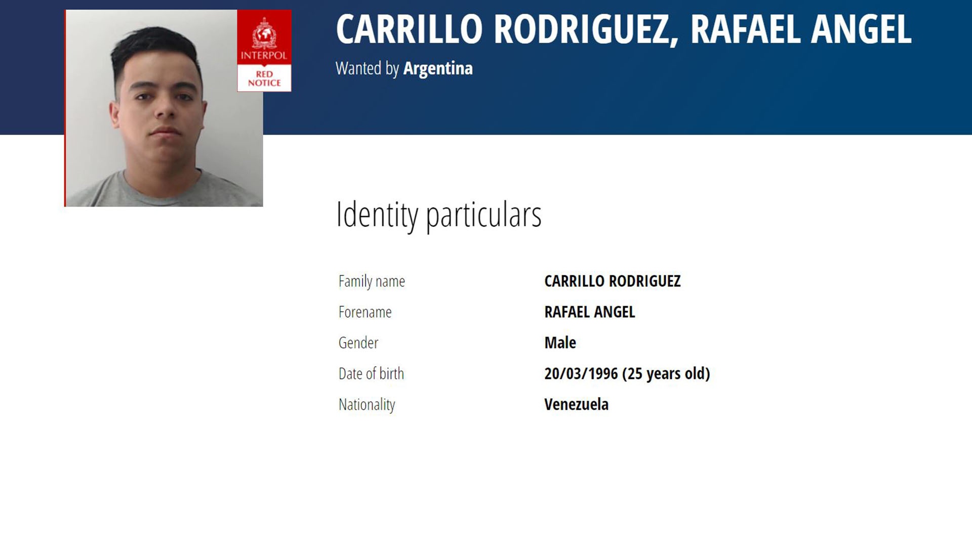 Carrillo en su ficha de Interpol. 