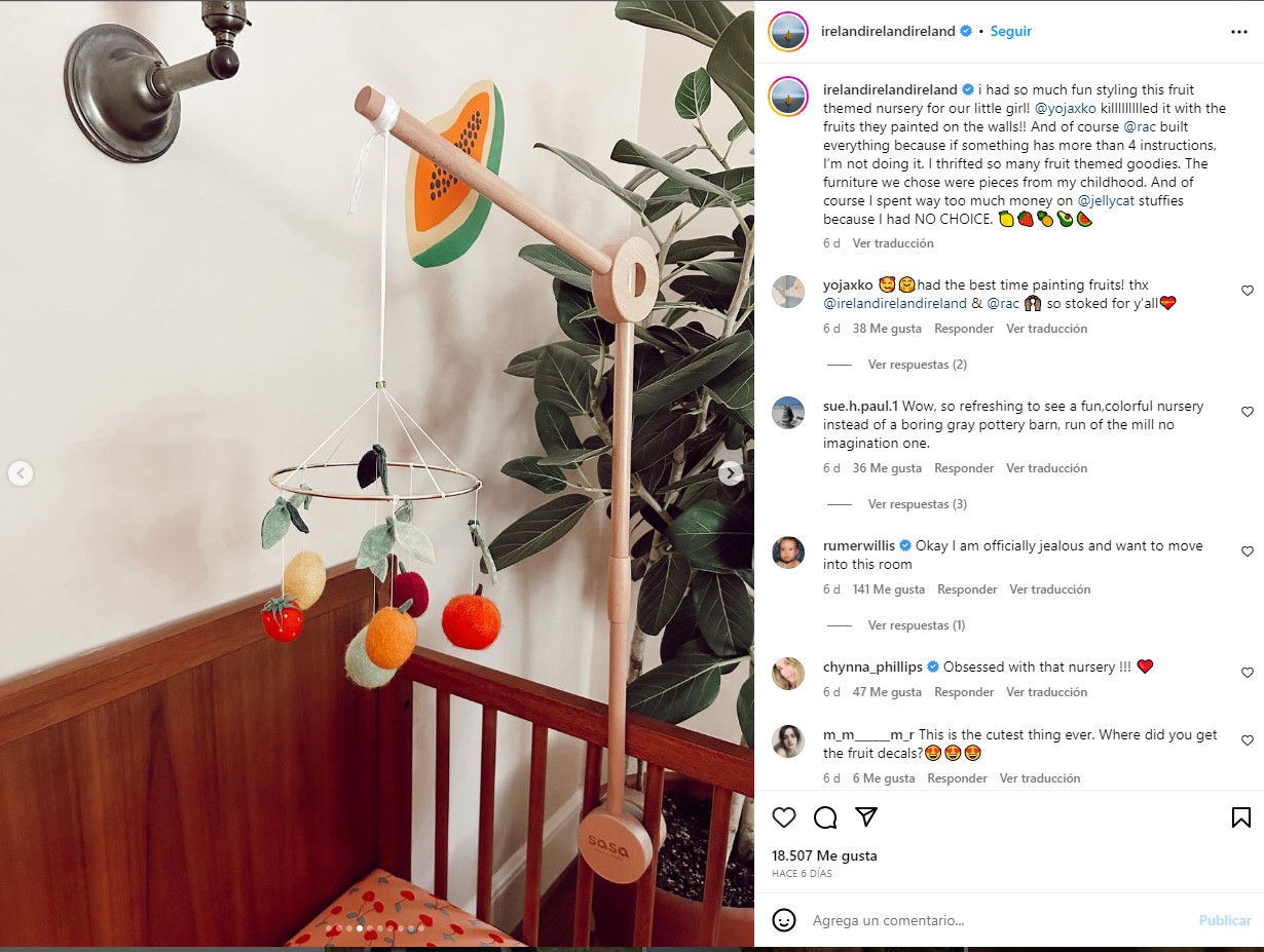 Ireland Baldwin compartió imágenes en su Instagram de cómo decoró su hogar para su próximo bebé
Foto: Instagram/ irelandirelandireland