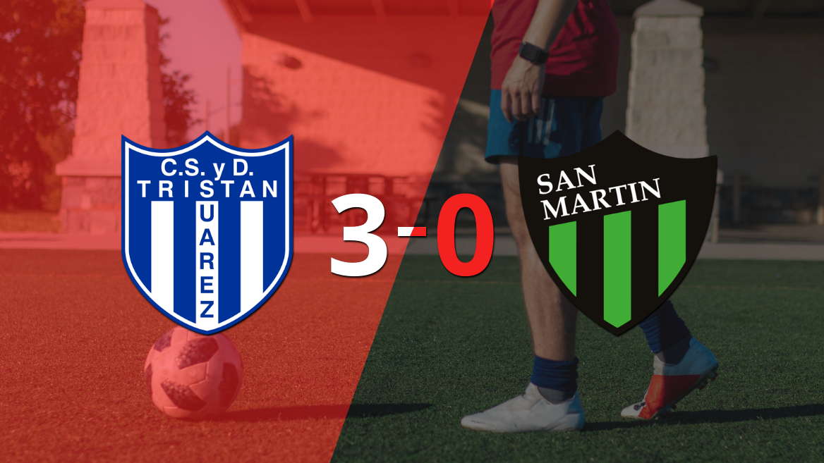 San Martín (SJ) fue superado fácilmente y cayó 3-0 contra Tristán Suárez