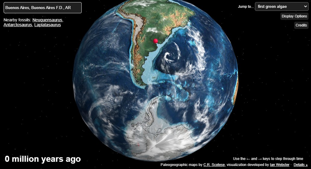 El mapa interactivo Ancient Earth Globe muestra cómo era la Tierra, un país o una ciudad hace millones de años. (Captura)