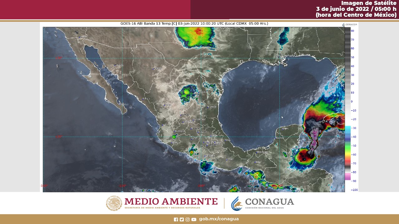 Clima en México para el 03 de junio de 2022. Foto: @conagua_clima